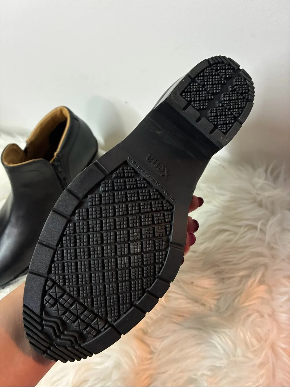 Women's Black Low Heel Ankle Booties - Smooth Leather-Look Slip-On